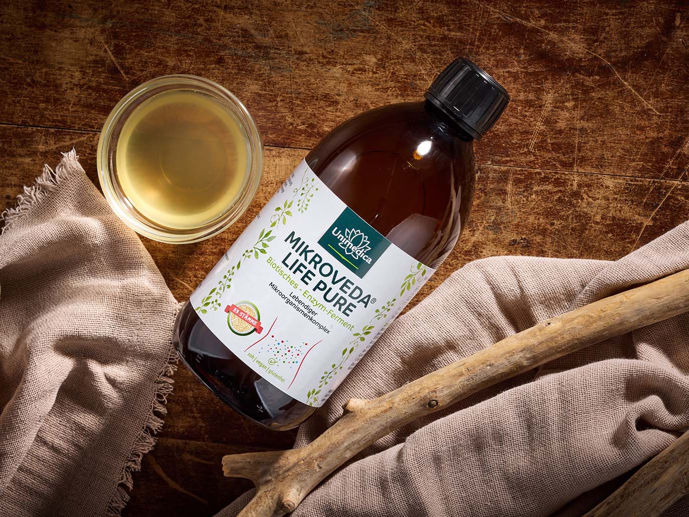 MikroVeda (R) Life Pure - Biotisches Enzym-Ferment - Bioqualität - 32 Bakterienstämme - lebendiger Mikroorganismenkomplex - natürlich symbiotisiert - 500 ml - von Unimedica